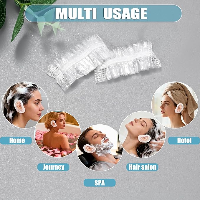 500 Pack Disposable Ear Covers for Shower Waterproof,Protectors for Hair Dye, & Salon Use,Spa,Hotel,Home,Elastic Ear Caps for Adults
