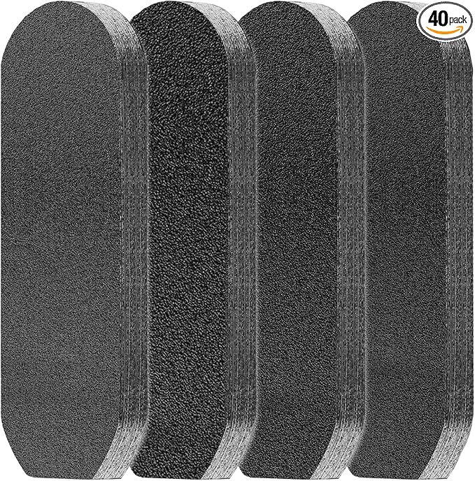 40pcs Stainless Steel Foot File Refills 80/100/120/180 Grit Replacement Pads Foot Rasp Pad Double Side Reusable Coarse Fine Pedicure File Refills with Removable Glue Remove Callus & Dead Skin
