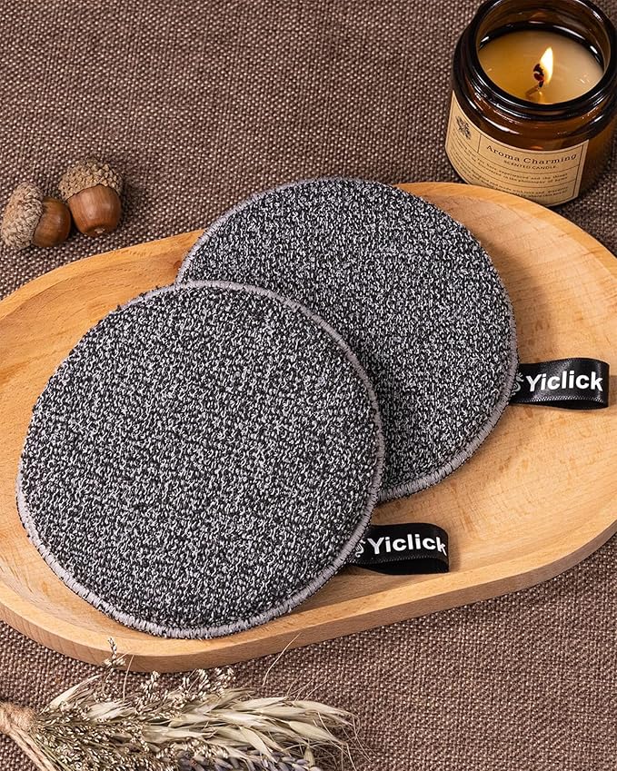 Yiclick Exfoliating Body Scrubber (2 Pack), Body Exfoliator Scrubber, Exfoliating Sponge for Shower Bath, Shower Loofah Luffa Lufa with Handle, Dead Skin Exfoliator for Body Scrub, Men Women