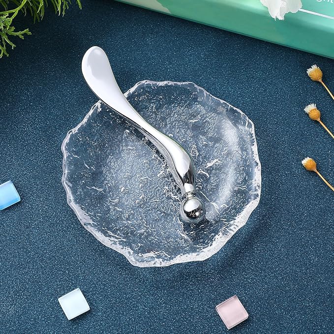 Zinc Alloy Eye Cream Spoon for Eye Fatigue Relief and Facial Massage - Multi-Functional Beauty Tool for Skincare Application (Silver)