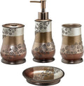 Zahari Home 4pc Miramar Bathroom Accessories Sets Lotion Pump, Tumbler, Tooth Brush Holder and Soap Dish Unique Design Multi Color Bathroom Set