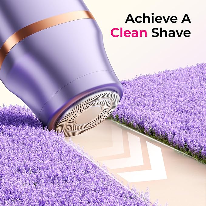 Bikini Trimmer for Women Pubic Hair: 2 in 1 Electric Razors for Women - Rechargeable Electric Shaver - IPX7 Waterproof Lady Shaver for Travel & Shower Use (Purple-Gold)