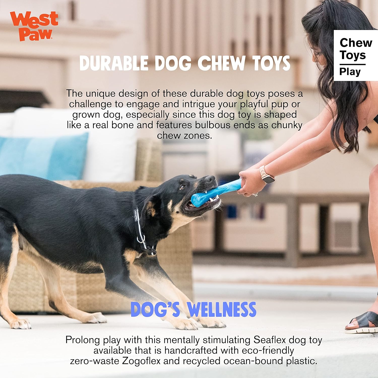 WEST PAW Seaflex Drifty Dog Toy – Machine Washable Dog Toys for Moderate Chewers – Eco-Friendly Zogoflex Toys for Dogs – Perfect for Gnawing, Fetch, Catch, Pet Training – 8.5" Large, Emerald