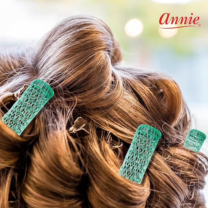 Annie Wire Mesh Rollers – Medium 7/8 Inch Hair Curlers for Defined Curls & Waves, Heatless Styling Tools for All Hair Types – 12 Count (Green)