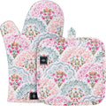 Oven Gloves Heat Resistant Potholder Set Oven Gloves with Anti-Slip Striped Cooking Gloves for Cooking Baking - 2PCS