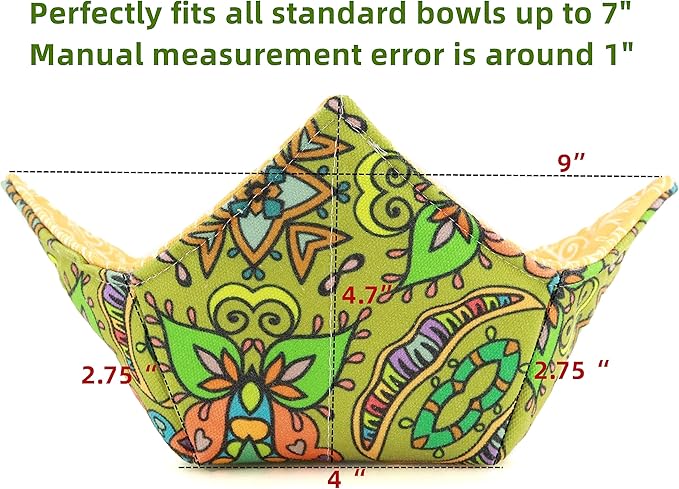 Cotton Microwavable Bowl Cozy, Microwave-Safe Hot Bowl Holders, Soup Bowl Cozy Bowl Hot Pads (D)