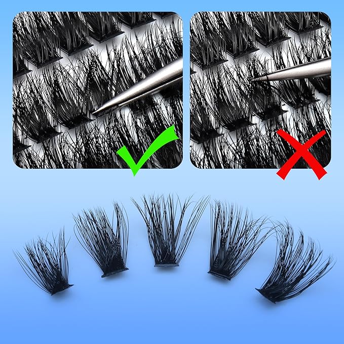 DIY Lash Extensions 80D Dense Multi-Layer Faux Mink Lashes – 240 pcs, 12 Rows, Voluminous 3D Cluster Lashes for Home Use, Soft Lightweight, Natural Black Eyelashes (240PCs, 9-16mm, 80D Fluffy)