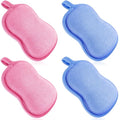 Tatuo 4 Pieces Baby Bath Sponge Cotton Baby Sponge Toddler Soft and Absorbent Loofah for Kids Babies Men Women(Pink,Blue)