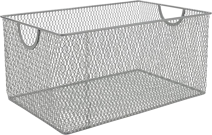 YBM HOME Kitchen Pantry Organizer Wire Basket for Shelves, Cabinets, Pantry, Countertop, Mesh Open Storage Bin Metal Basket for Organizing Food Supplies, 13.3x8.5x6.5
