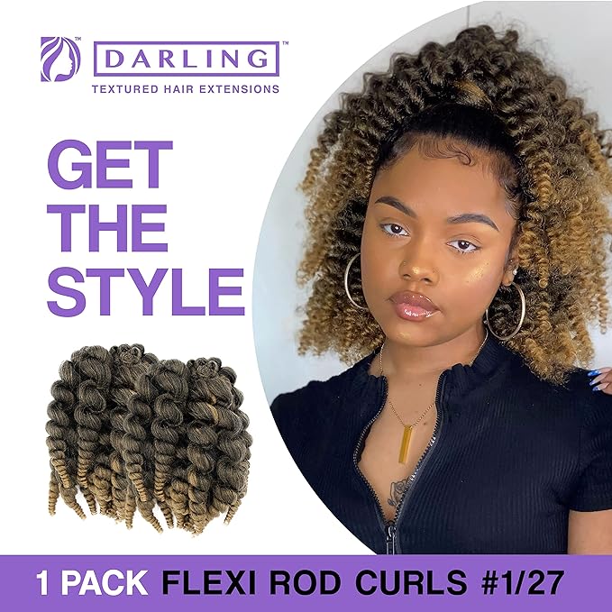 Darling Flexi Rod Curls 2X Crochet Hair Extensions, (1 pack of 2x per pack), Natural & Soft Texture, Fluffy Wand Curl, 14 Inch, #1/27
