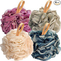 Fishent Loofah Bath Sponge Shower Loofahs, 4 Pack 50g Soft Loofa Exfoliating Body Scrubber Mesh Shower Puff Pouf Ball Luffa for Men and Women(50g/pcs)