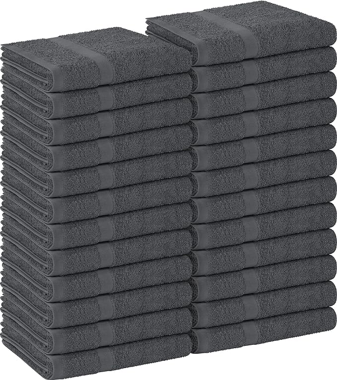 Utopia Towels, Salon Towel, Pack of 24, Not Bleach Proof, 16 by 27 Inches, Highly Absorbent Cotton Towels for Hand, Gym, Beauty, Spa, and Home Hair Care, Grey