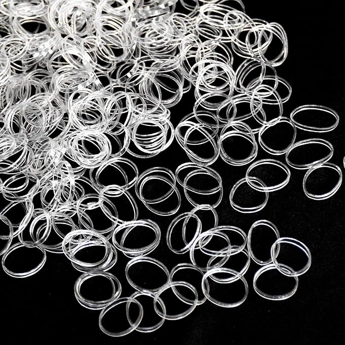 Mini Rubber Bands, 400pcs Clear Elastic Bands, Soft Hair Elastics Ties for Kids, Braids, Wedding Hairstyles and More