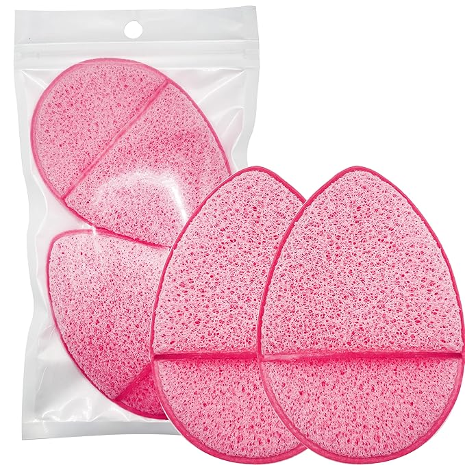 2 Pack Facial Sponges, Gentle Face Scrubber Exfoliator, Reusable Cleansing Puff for Exfoliating, Makeup Removal & Daily Face Wash (Pink)