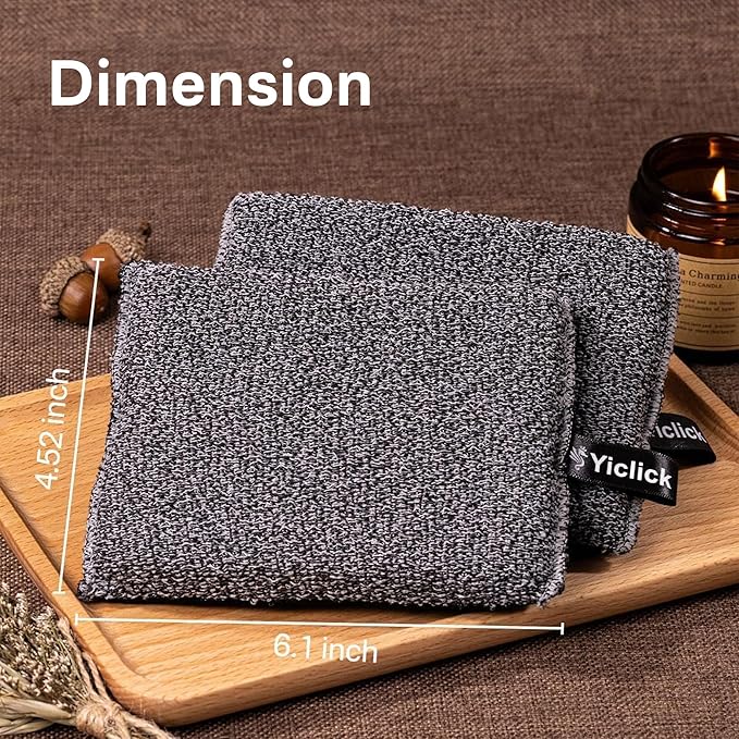 Yiclick Exfoliating Body Scrubber (2 Pack), Body Exfoliator Scrubber, Exfoliating Sponge for Shower Bath, Shower Loofah Luffa Lufa with Handle for Men Women, Dead Skin Exfoliator for Body Scrub