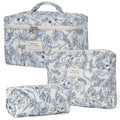 Makeup Bag,Quilted Cosmetic Bags,Large Floral Make Up Organize bag,Makeup Bag Set for Women,Flower Travel Toiletry Bag