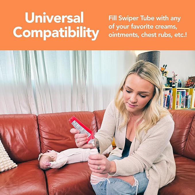 Eli & Ali Swiper Tube - Diaper Rash Cream Dispenser/Applicator with Travel Size Refillable Silicone Tube for Creams, Chest Rubs, etc. - Alternative to Diaper Cream Spatula, Grey, 1 Pack