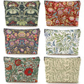 CHENGU 6 Pcs Vintage Makeup Bag Gifts Botanical Classic Floral Canvas Cosmetic Bags Portable Aesthetics Floral Toiletry Bags Birthday graduation Gifts for Women Girls Mom Friends