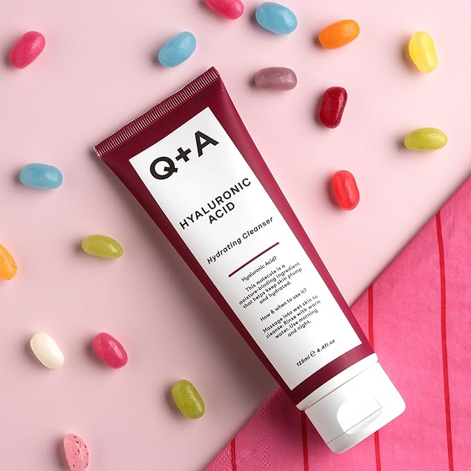 Q+A Hyaluronic Acid Hydrating Cleanser (125ml), Gentle Foaming Cleanser, Face Wash with Aloe Vera and Coco Betaine, Hydrating and Non-Drying, Fragrance Free Skincare