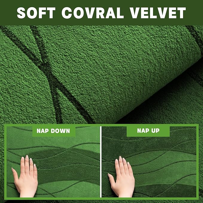 YIHOUSE Memory Foam Bathroom Rug Sets 3 Piece, Ultra Absorbent Bath Mat for Bathroom - Non-Slip Machine Washable & Dry Quickly, 3 Piece Bathroom Mat Set (Glass Green, 3 Pieces)