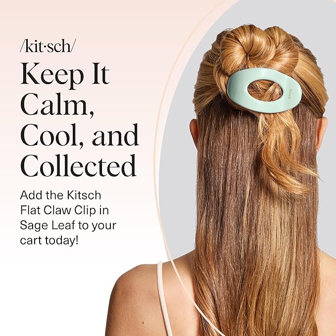 Kitsch Small Flat Claw Clips for Women - Stylish Flat Hair Clips, Strong Hold for Thick & Fine Hair | Non-Slip for Secure, Comfortable All-Day Wear | Ideal Gifts for Women - Sage Leaf