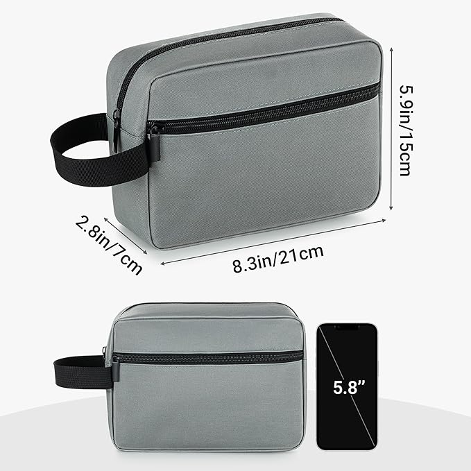 Elviros Travel Toiletry Bag for Women and Men,Lightweight Makeup Bag Hanging Dopp Kit with Shaving Compartment Cosmetic Organizer Small Tool Bag Travel Essentials,Gifts for Men(Dark Grey)
