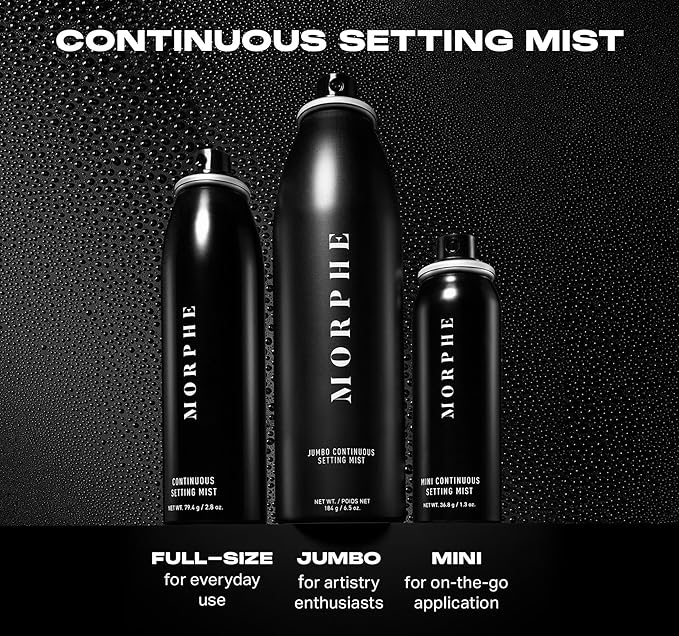 Morphe Continuous Setting Mist - Micro-Fine Makeup Setting Spray with a Natural Radiant Finish - Helps Makeup Resist Caking or Fading & Increases Wear of Foundation (3 Count, 2.8 fl oz)