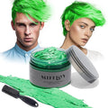 Temporary Green Hair Spray Color Wax with Dye Brush, Instant Natural Hairstyle Cream 4.23 oz, Disposable Coloring Mud for Men Women Youth, Washable Styling Pomades, Party Cosplay DIY Halloween