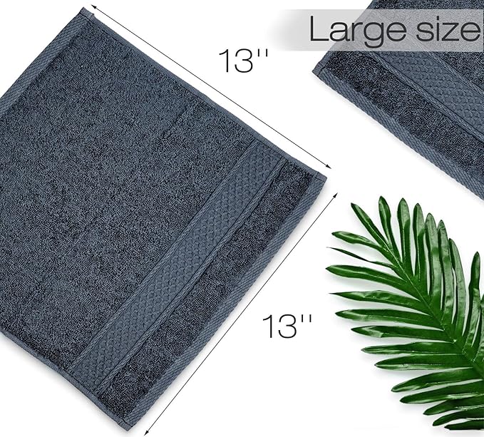 Cleanbear Extra Soft Wash Cloths Washcloths Set 6-Pack 13 x 13 Inches, Highly Absorbent Facecloths (Dark Gray)