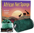 ARCH&M African Net Sponge Authentic - Authentic Exfoliating Shower & Bath Loofah, 53" Long Back Scrubber, Quick-Dry Mesh Body Sponge for All Skin Types, Sensitive-Skin Friendly, Travel Toiletry Bag