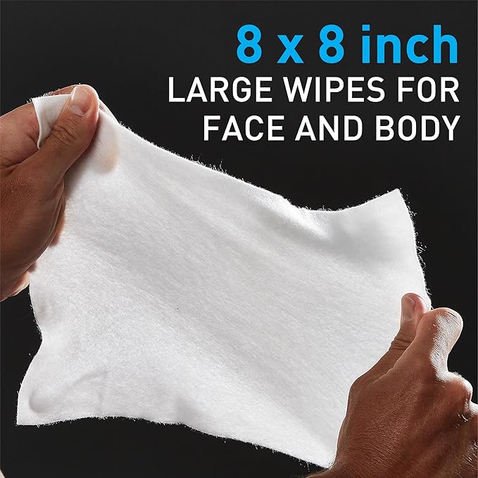 Ignite Mens Body Wet Wipes, Extra Thick 8" x 8" Shower Wipes, Energizing Scent, 10 Count (Pack of 3)