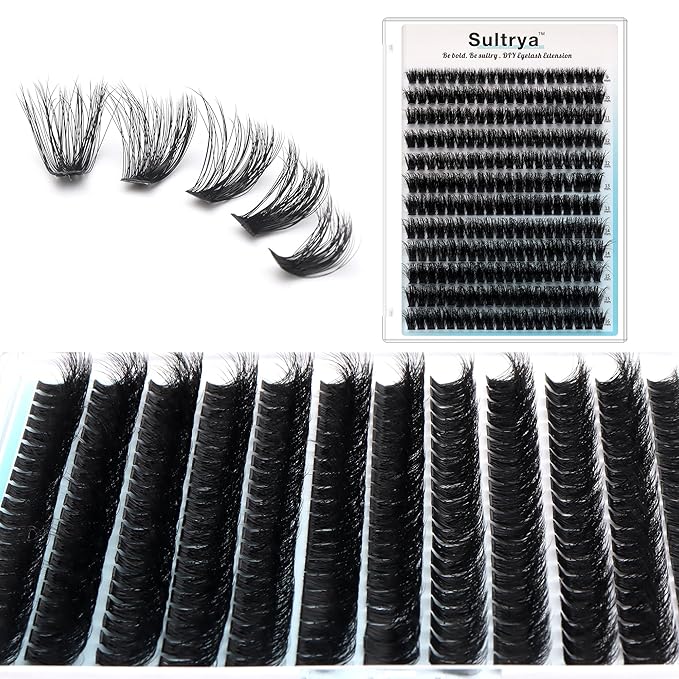 DIY Lash Extensions 80D Dense Multi-Layer Faux Mink Lashes – 240 pcs, 12 Rows, Voluminous 3D Cluster Lashes for Home Use, Soft Lightweight, Natural Black Eyelashes (240PCs, 9-16mm, 80D Fluffy)