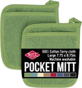 RITZ Terry Pocket Mitt & Hot Pad: Unparalleled Heat Resistant, Durable 100% Cotton – Ergonomically Designed for Optimal Grip – Easy-Care Machine Washable – 2-Pack, Cactus