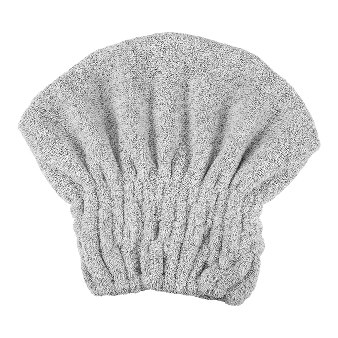 VOCOSTE Charcoal Fiber Hair Drying Towel Dry Cap, Lightweight Strong Absorbent, for After Bath Drying Hair, Light Gray