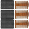 3 Pieces Beard Comb for Men Natural Sandalwood Wooden Mustaches Combs Dual Action Teeth Beard Comb with 3 Pieces Pocket Faux Leather Case for Beards Mustaches(Brown)