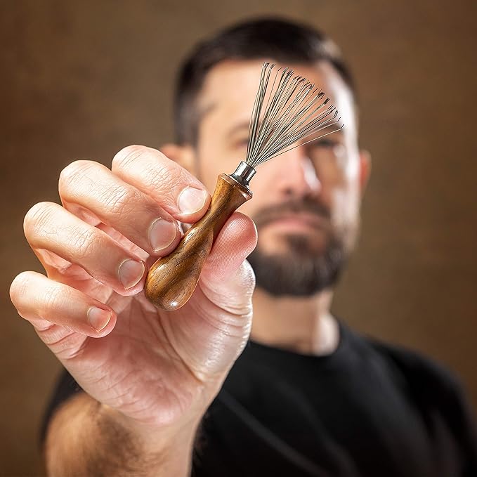 ZilberHaar Brush Cleaner - Beard and Hair Brush Cleaner Tool - Hand-Made Natural Hairbrush Cleaner Tool - 4.3 Inches Long and 1.9 Inches Wide at Rake End