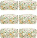 PAZIMIIK 6PCS Vintage Quilted Makeup Bag SET Cosmetic Pouch for Brushes Pencils and Travel Make Up Accessories for Women and Girls Floral Green