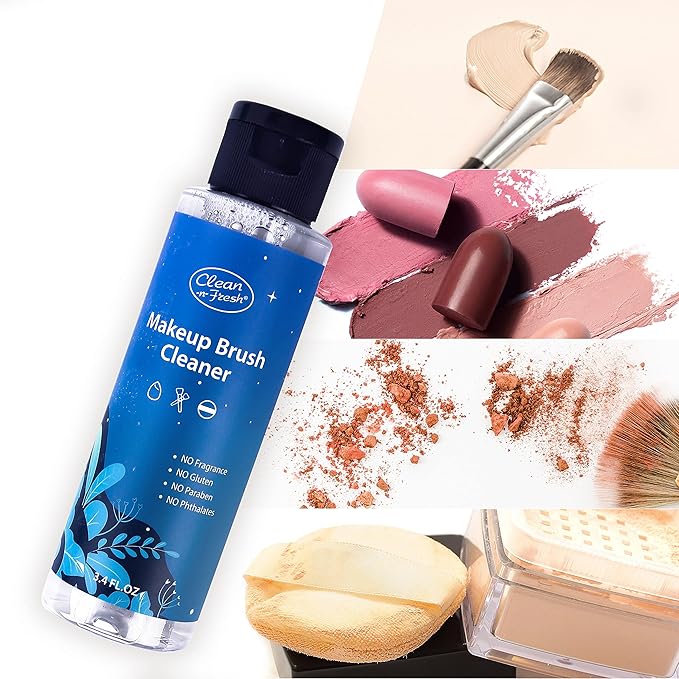 Clean-n-Fresh Makeup Brush Cleaner Set For Brushes, Sponge and Puff 6.8 Fl Oz, 2-Pack Deep Cleaning Washing Cleanser Shampoo With a Cleaning Mat, Gentle Wash