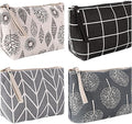 4 Pcs Canvas Cosmetic Bag, Multi-function Travel Makeup Bag Cosmetic Pouch with Zipper Travel Toiletry Bag Small Makeup Pouch Christmas Gifts Stocking Stuffers for Women