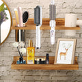 MRPAPA Hair Tool Organizer Wall Mount,2 Layer Rustic Blow Dryer Holder, Wooden Bathroom Organizer Storage Shelf for Hair Tools, Curling Iron, Hot Tools