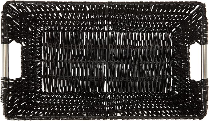 Whitmor 6500-2712-BLK Rattique Small Shelf Black Tote Basket (Pack of 6)