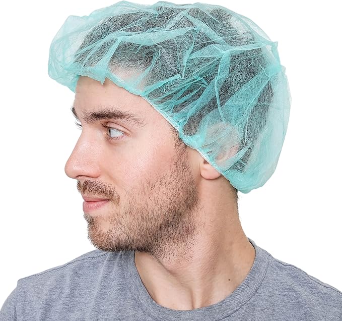 Unisex Polypropylene Bouffant Caps [100 | 1000 | BLACK | WHITE | BLUE | RED |ORANGE | GREEN | 21" | 24" | 28"]