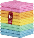 DecorRack 10 Pack 100% Cotton Wash Cloth, Luxurious Soft, 12 x 12 inch Ultra Absorbent, Machine Washable Washcloths, Assorted Colors (10 Pack)