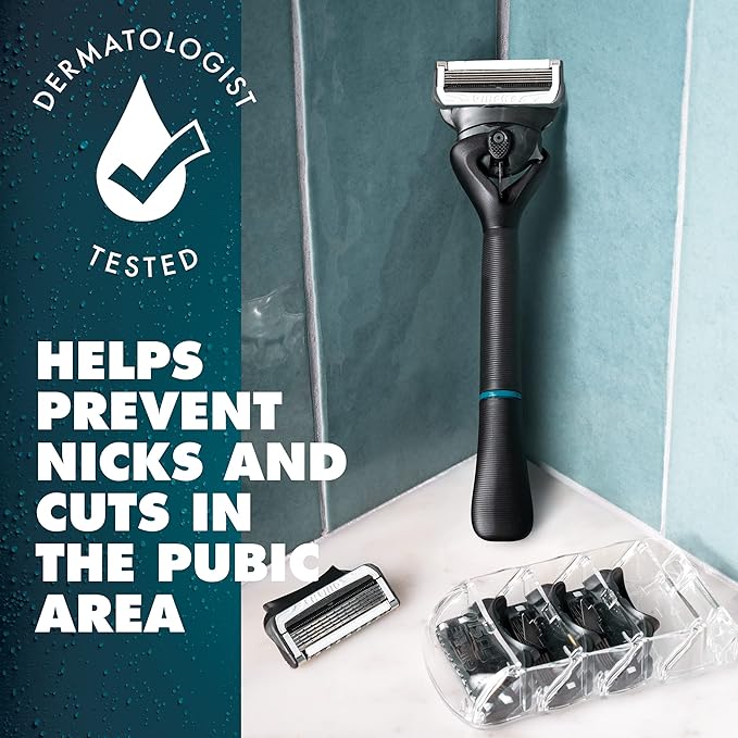 Gillette Intimate Razor for Men, Men’s Pubic Razors for Manscaping, Gentle and Easy to Use, Designed For Pubic Hair, 1 Handle, 2 Blade Refills
