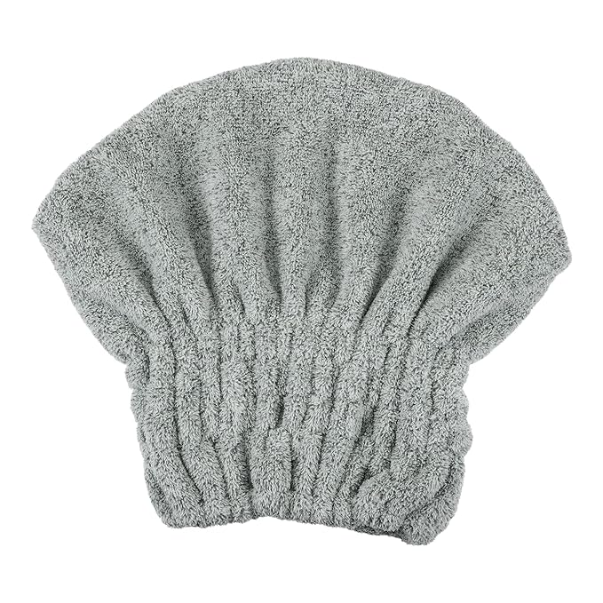 VOCOSTE Charcoal Fiber Hair Drying Towel Dry Cap, Lightweight Strong Absorbent, for After Bath Drying Hair, Gray
