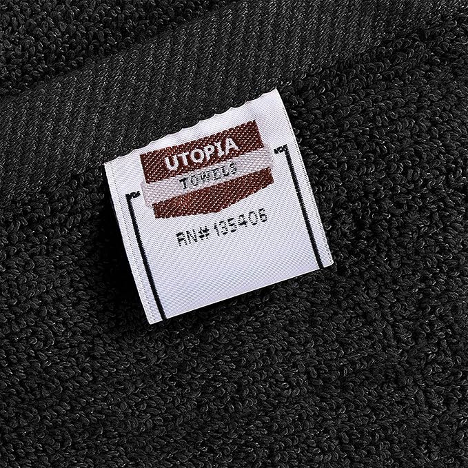 Utopia Towels 72 Pack Premium Hand Towels Set, (16 x 28 inches) 100% Ring Spun Cotton, Ultra Soft and Highly Absorbent 600GSM Towels for Bathroom, Gym, Shower, Hotel, and Spa (Black)