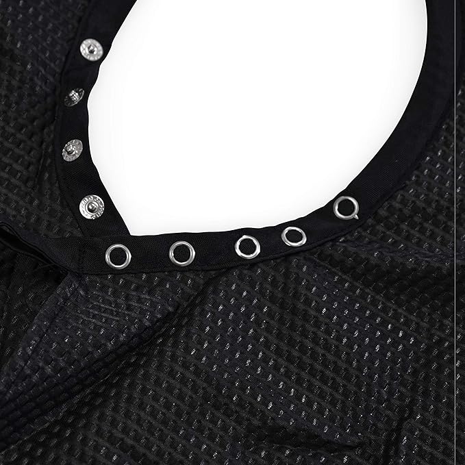BD Barber Seersucker Classic Barber Cutting/Styling Cape, Classic Style, Soft, Machine Washable Nylon Fabric, Repels Hair, Snap Closure at Neck, Solid Black, 45 x 54 inches