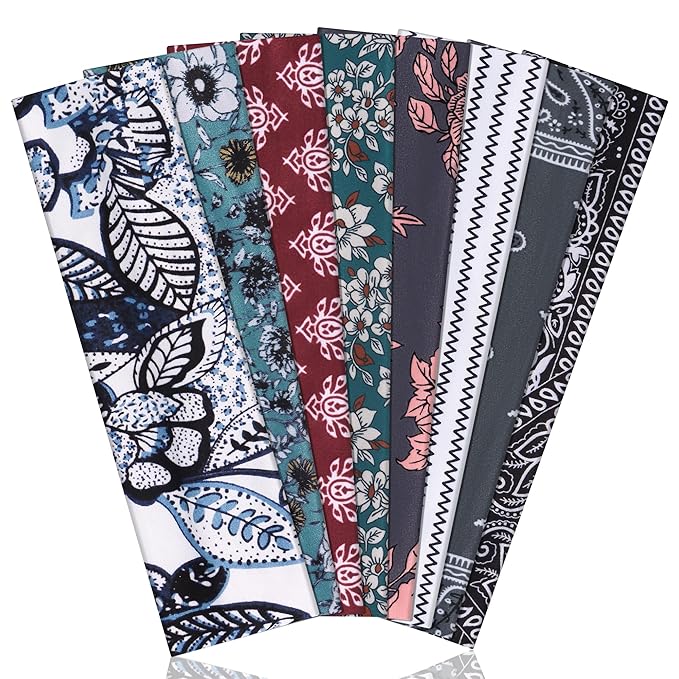 8 Pack Headbands for Women Non Slip - Stylish Sports Hair Bands for Women's Hair - Soft Cotton Cloth Stretchy Headbands for Women for Yoga, Outdoor Exercise Running