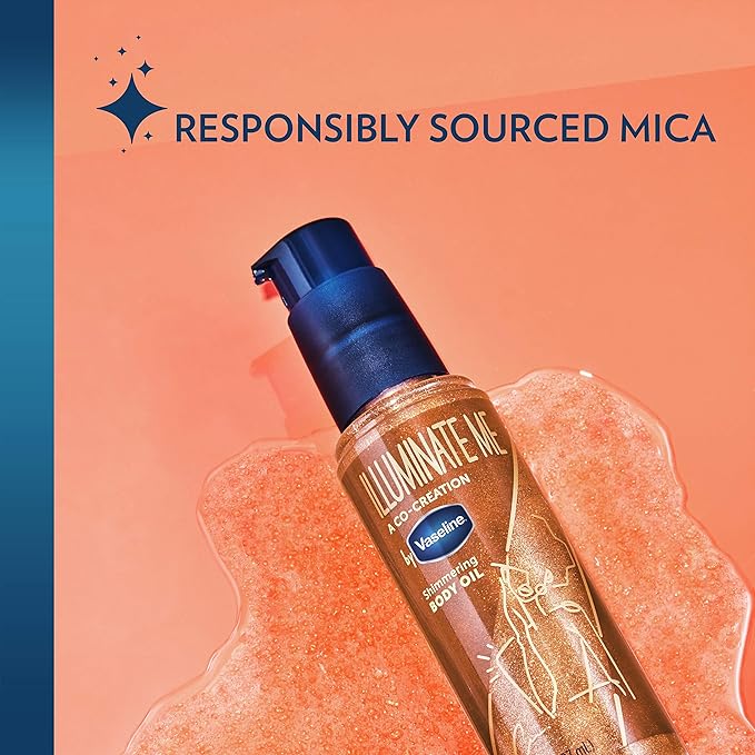 Vaseline Illuminate Me Body Butter & Oil - Shimmering Body Bronzer, Hydrating Whipped Organic Shea Butter with 24-Hour Moisture for Melanin-Rich Skin, Radiant Glow Oil (2 Piece Set)