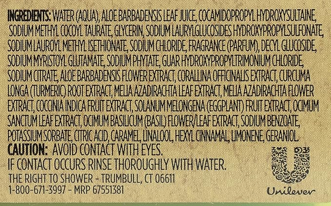 The Right to Shower Sulfate Free Body Wash, Hope, Aloe Vera + Dewy Moss, 16 Fl Oz